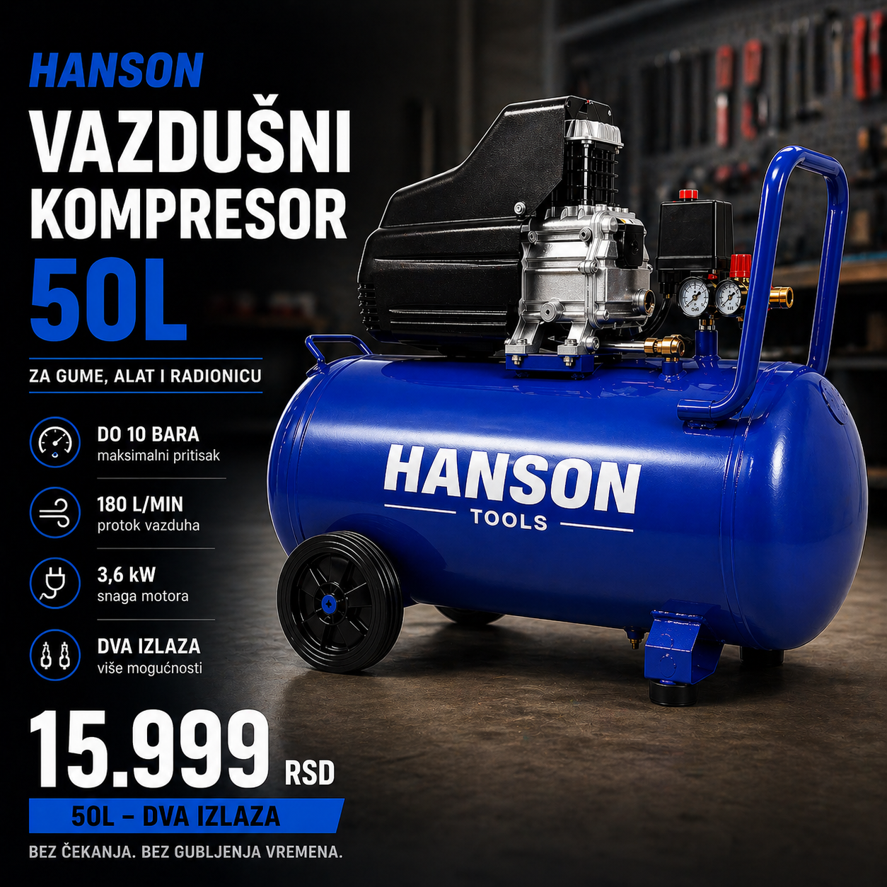 HANSON KOMPRESOR 50L SA DVA IZLAZA