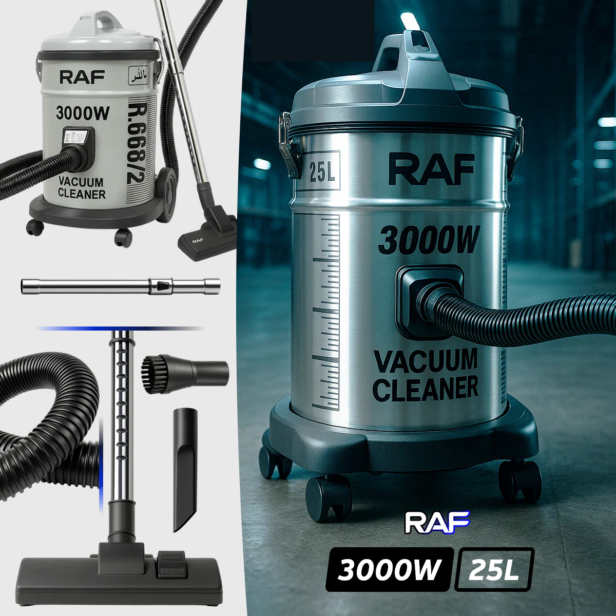 Industrijski suvo-mokri usisivač RAF 3000w